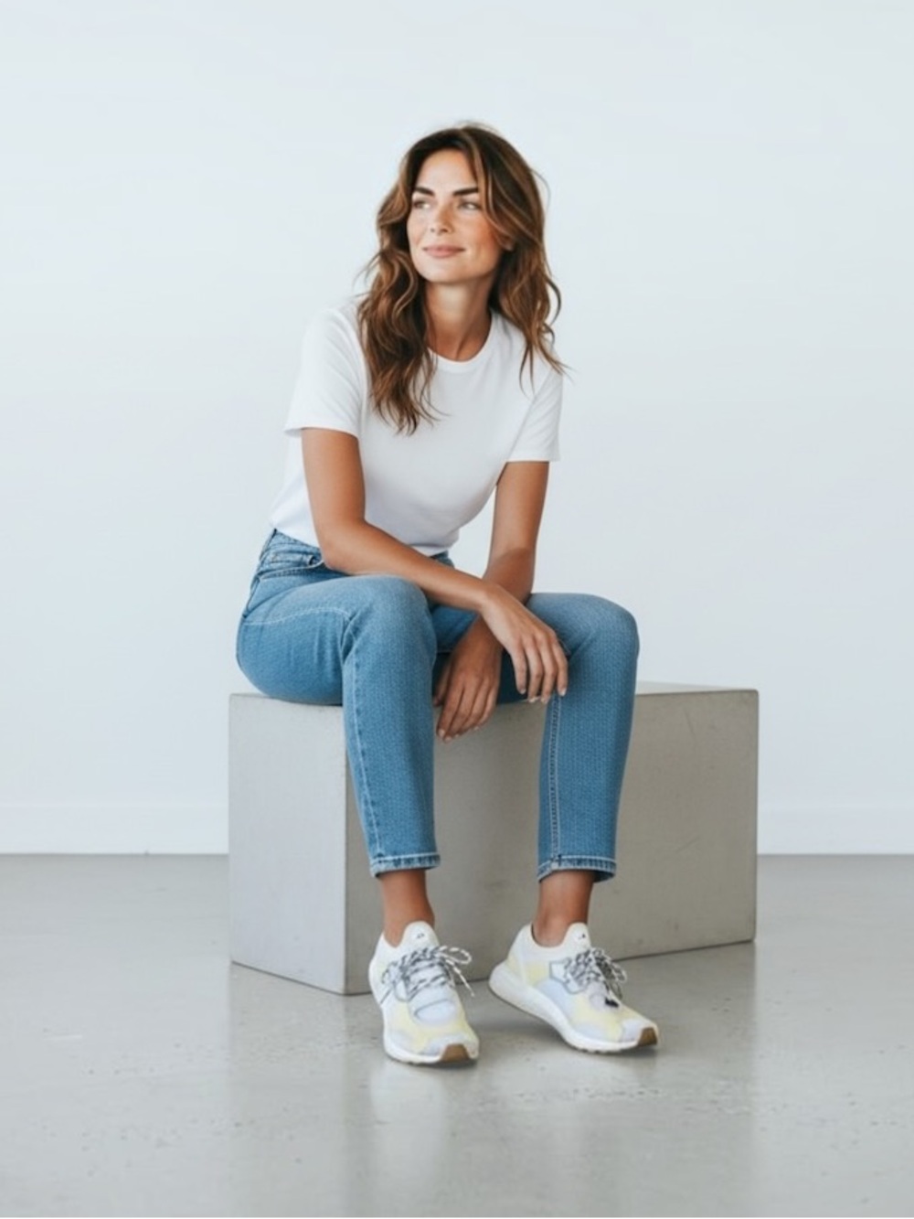 Adidas by Stella McCartney Yellow and White Knit Runner Sneakers